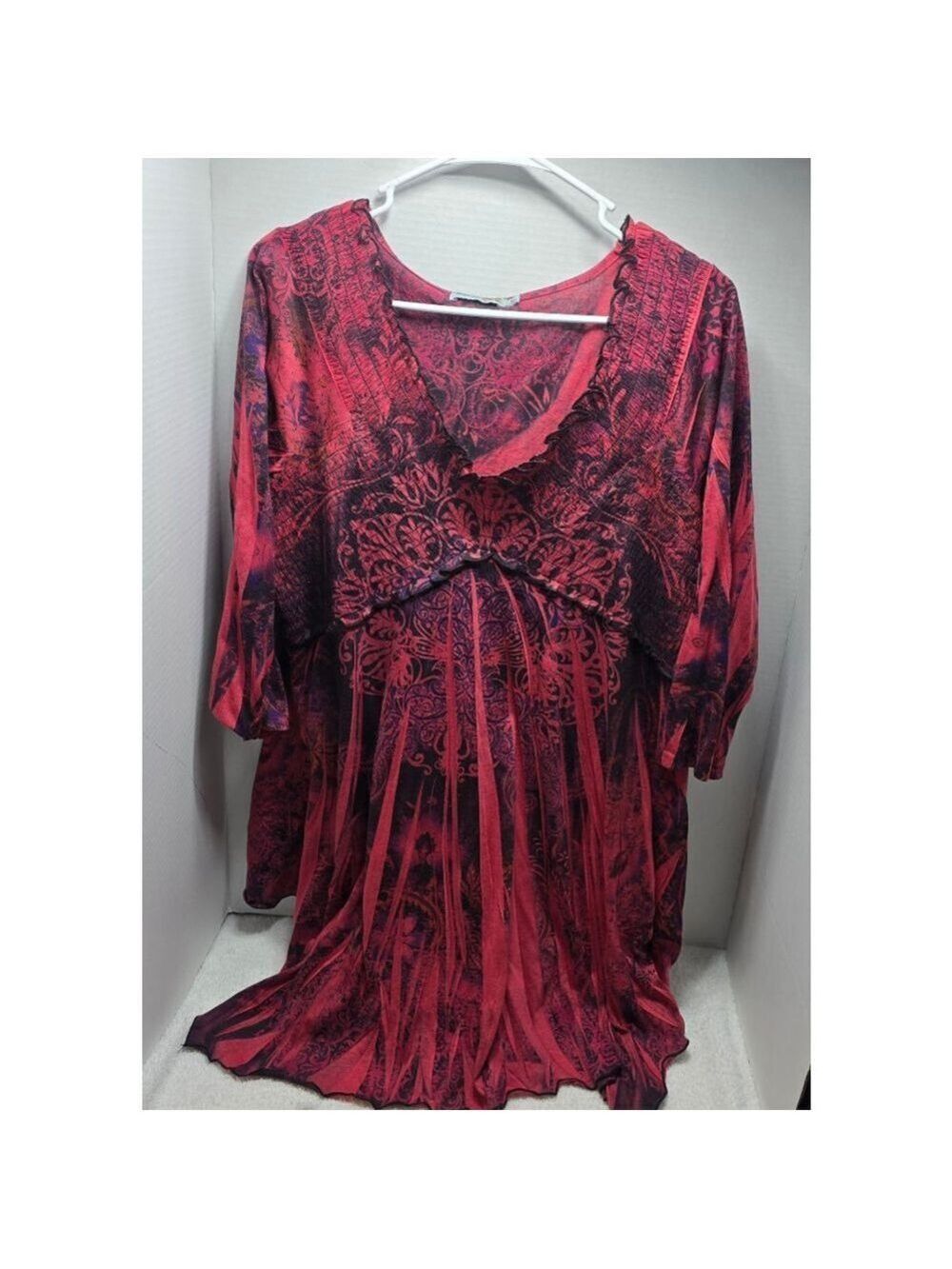 Women's Unity World Wear Red Black Tunic XL witchy gothic